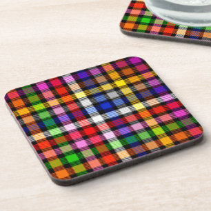 Dessous-de-verre Tartan Plaid Multicolore Flannel Sur Noir