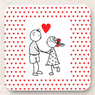 Dessous-de-verre Tasse Couple Romantique Cœurs D'Amour