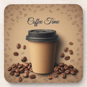 Dessous-de-verre Tasse de café flottante avec grains de café