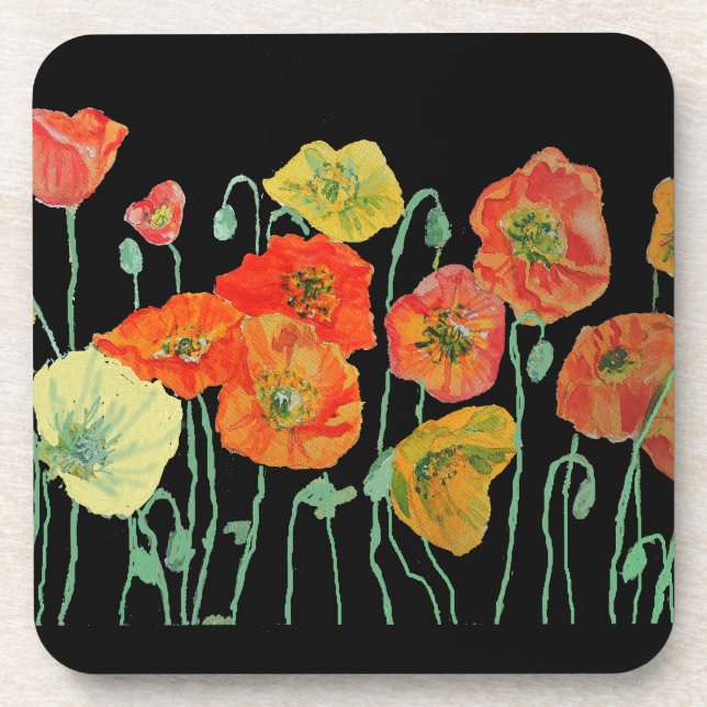 Dessous-de-verre Tasse en plastique Fleur de coquelicots orange et  (Devant)