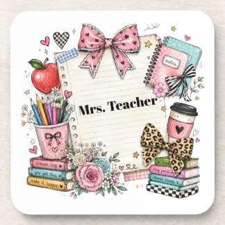 Dessous-de-verre Tasse personnalisée pour enseignant, style mignon,