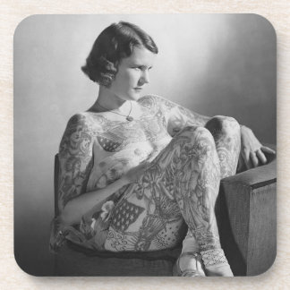 Dessous-de-verre Tatouage Sailor Girl Vintage B&W photo