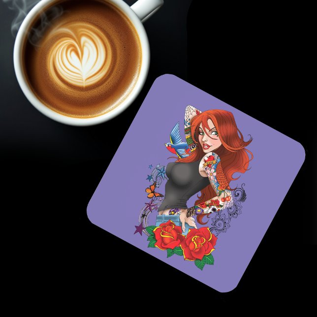 Dessous-de-verre Tatouages de femme rousse (Créateur téléchargé)