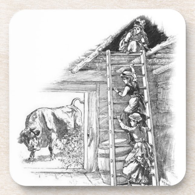 Dessous-de-verre Taureau vintage en Grange (Devant)