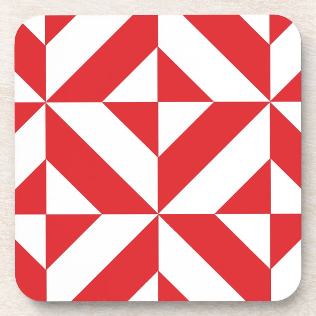 Dessous-de-verre Tchry Red Geometric Deco Cube Pattern (Devant)