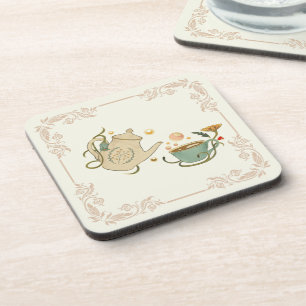 Dessous-de-verre Tea Time Illustration, Beige Nature Graphic Art