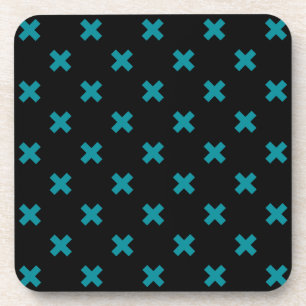 Dessous-de-verre Teal cross stitches on black