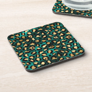 Dessous-de-verre Teal et Gold Série Léopard Design 3