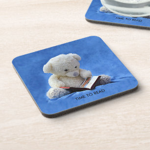Dessous-de-verre Teddy Bear Time to Read Blue Stuffed Animal, ZKOA