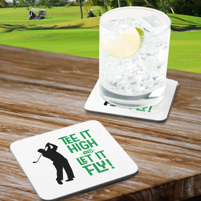 Dessous-de-verre Tee de Golf Humour Drôle Sports Modernes Soirée Cl (Cute Men's Golf Tee Funny Humor Black Green Sports Beverage Coaster)