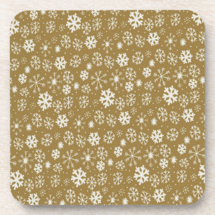 Dessous-de-verre Tempête de flocons de neige avec fond doré
