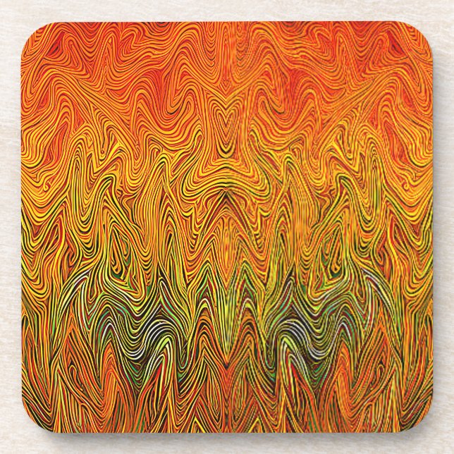 Dessous-de-verre "Tempête neurale" Orange jaune Abstrait (Devant)