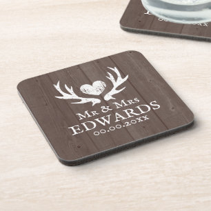 Dessous-de-verre Tendance 2025 mariage vintage cerf bois marron