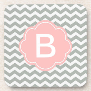 Dessous-de-verre Tendance, moderne, élégant monogramme chevron gris