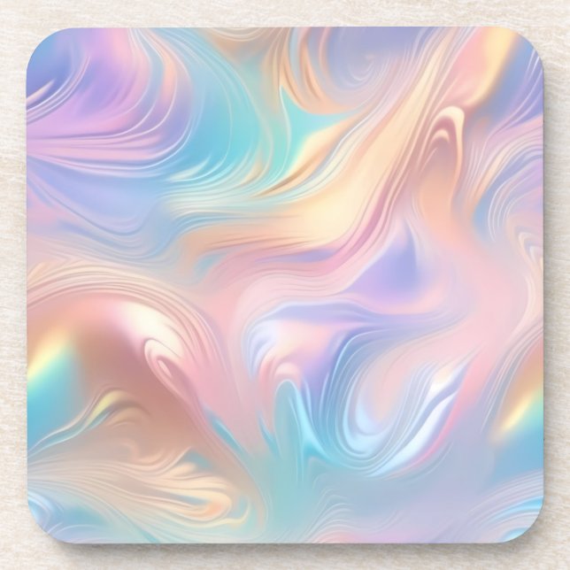 Dessous-de-verre Tendance pastel rose bleu jaune abstrait vagues (Devant)