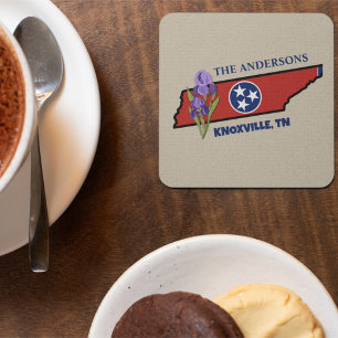 Dessous-de-verre Tennessee Drapeau et Fleur pourpre Iris Texte pers