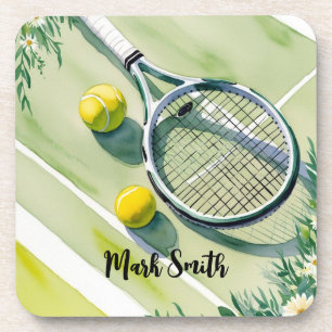 Dessous-de-verre Tennis Thème avec balle et raquette
