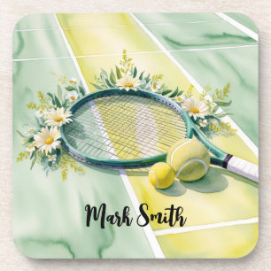 Dessous-de-verre Tennis Thème avec balle et raquette