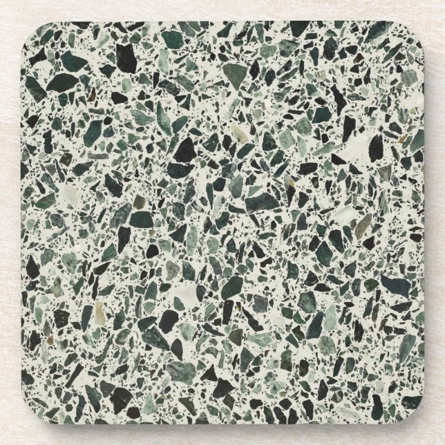 Dessous-de-verre Terrazzo Vert Moderne (Devant)
