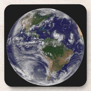 Dessous-de-verre Terre Pleine Avec Tempêtes Tropicales Dans L'Atlan