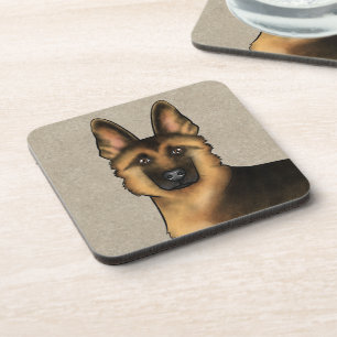 Dessous-de-verre Tête de chien mignon Shepherd allemand noir et feu