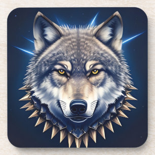Dessous-de-verre Tête de loup intense décoration moderne sauvage