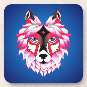 Dessous-de-verre Tête de loup rose Artwork-24531