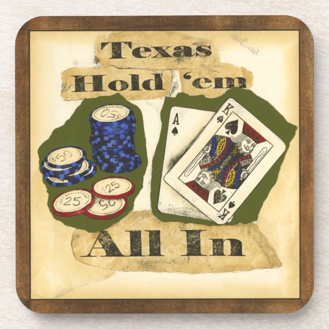 Dessous-de-verre Texas Hold 'Em main avec le roi et l'as (Devant)