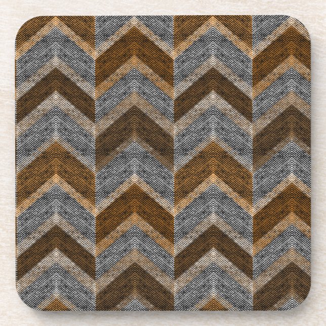 Dessous-de-verre Texturé, zigzag, gris et brun (Devant)
