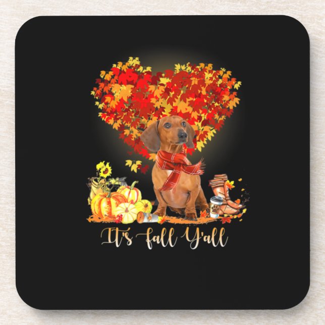 Dessous-de-verre Thanksgiving It's Fall Y'all Dachshund (Devant)