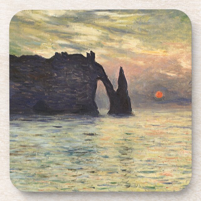 Dessous-de-verre The Cliff Etretat, Sunset by Claude Monet (Devant)