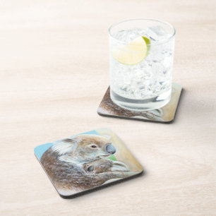 Dessous-de-verre "The Koala cuddle" fine art set of 6 coasters