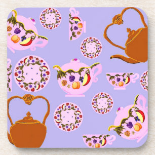 Dessous-de-verre Thé ! Teapot, Teapup, Plate et Teakettle C en cuiv