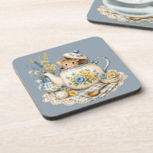 Dessous-de-verre Théière Fantaisiste Maison de Souris Cottagecore F