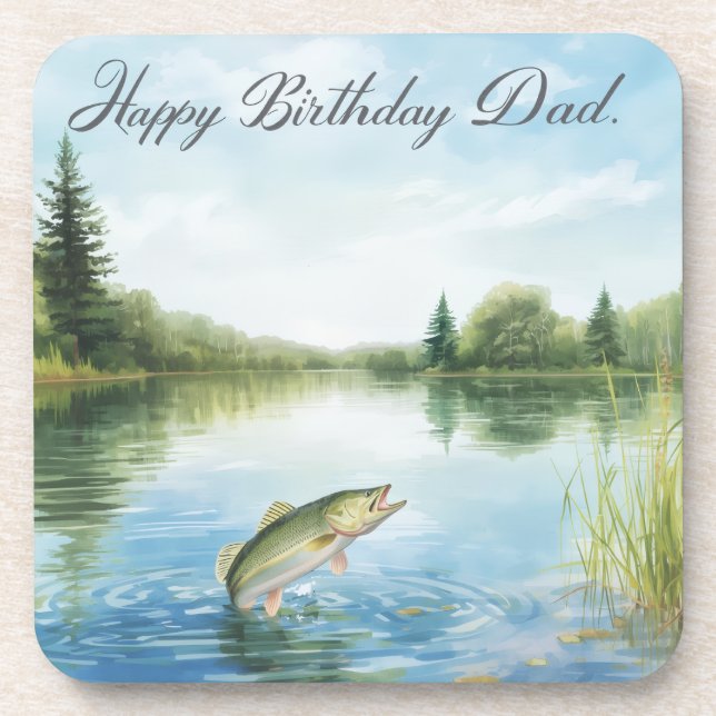 Dessous-de-verre Thème anniversaire pêche pour Papa (Devant)
