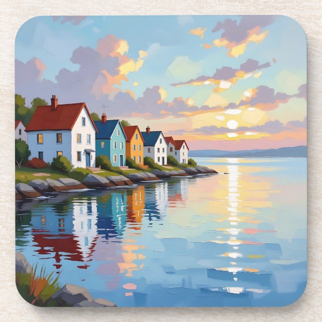 Dessous-de-verre Thème côtier | Maisons de plage sur la baie   (Devant)