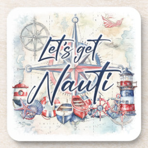 Dessous-de-verre Thème Nautique Bateau Côtier "Let's Get Nauti"