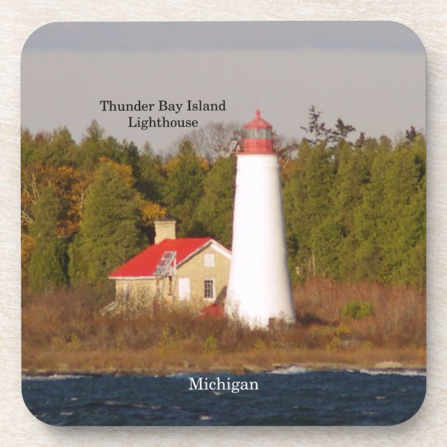 Dessous-de-verre Thunder Bay Island Lighthouse 6 plastic coasters (Devant)