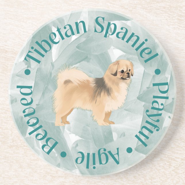 Dessous de verre Tibétain "bien-aimé" (turquoise) (Devant)