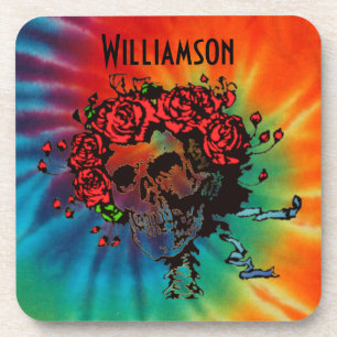 Dessous-de-verre Tie Dye Skull avec Roses