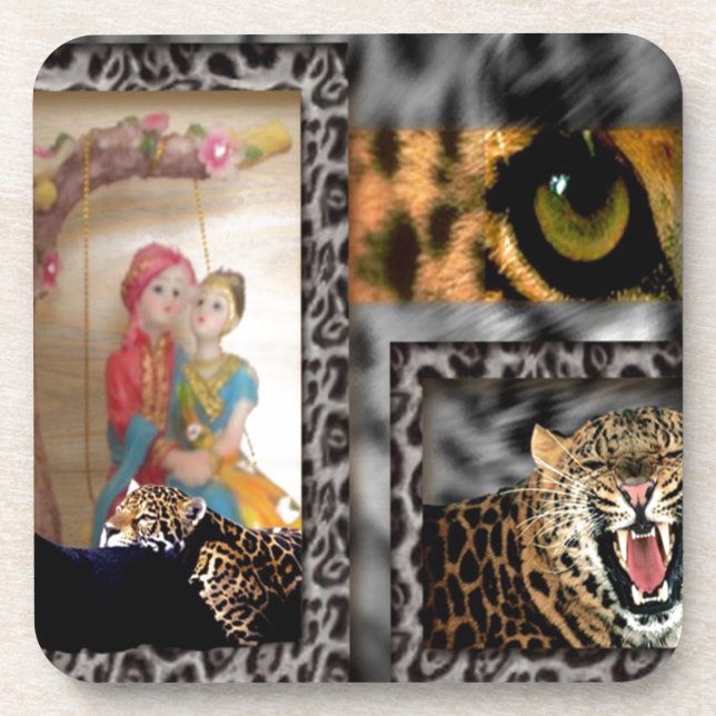 Dessous-de-verre Tigre & Couple Impression d'art (Devant)