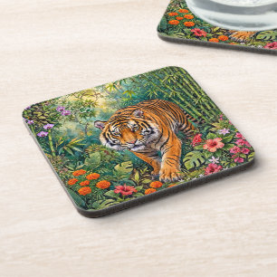 Dessous-de-verre Tigre du Bengale Bambou Vibrant Jungle