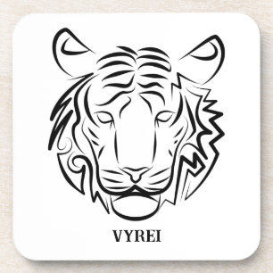 Dessous-de-verre Tigre tribal noir et blanc