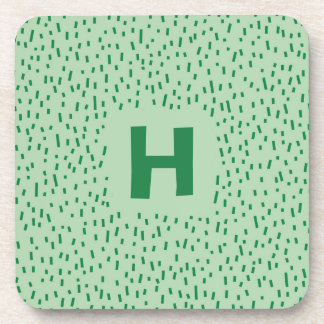 Dessous-de-verre Tirets éparpillés vert sur vert avec monogramme
