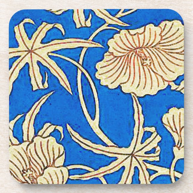 Dessous-de-verre Tissu de soie japonaise - bleu et beige (Devant)