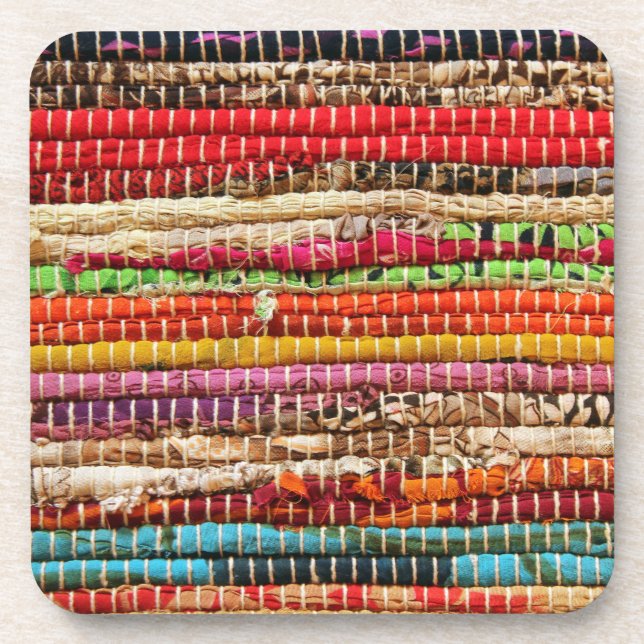 Dessous-de-verre Tissu tissé rayé look naturel (Devant)