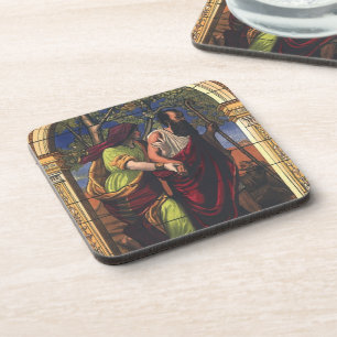 Dessous-de-verre Tobit aveugle et femme Anna, Religion vintage