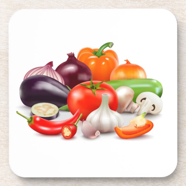 Dessous-de-verre Tomates Asparagus Beets Aquarelle Légumes (Devant)