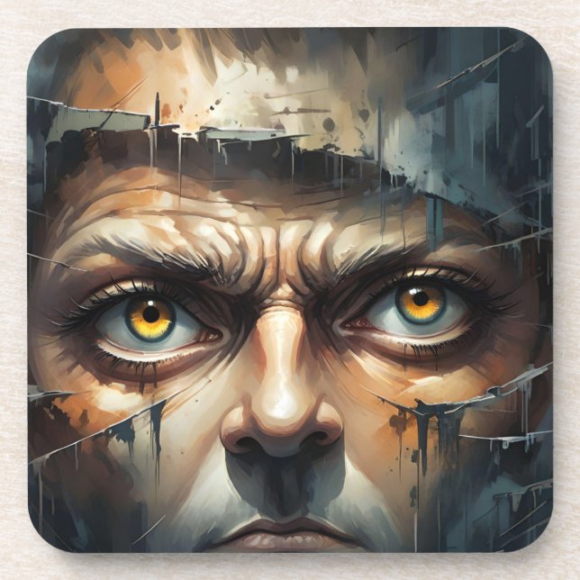 DESSOUS-DE-VERRE TORN VISAGE HOMME YEUX (Devant)
