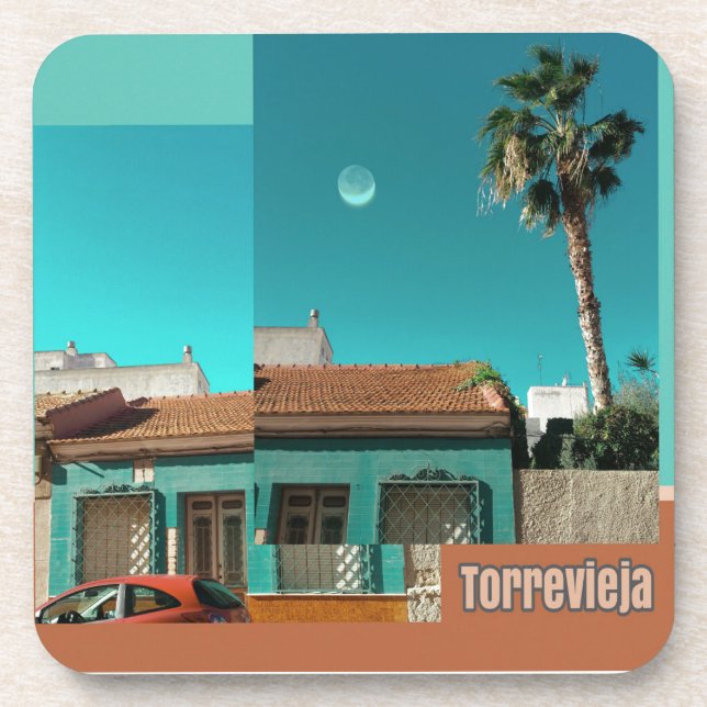 Dessous-de-verre Torrevieja en Orange et Turquoise (Devant)